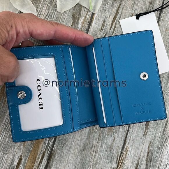 Coach X Peanuts Leather Snap Wallet With Linus Bag Purse - Picture 4 of 13